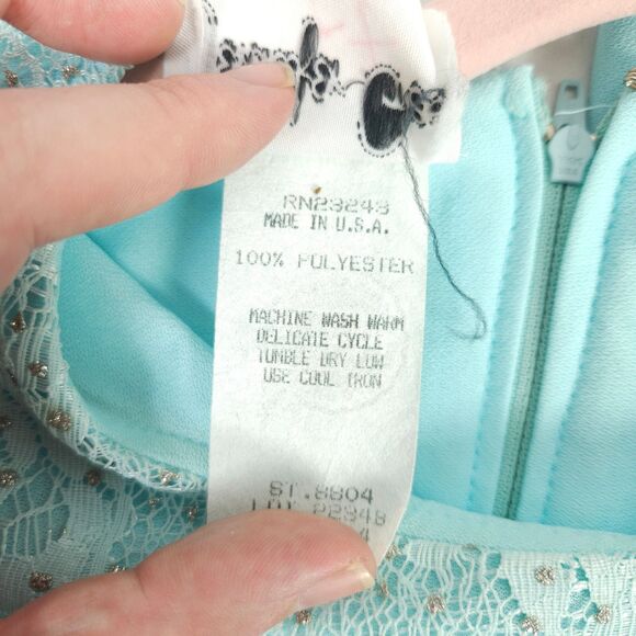 Vintage Jennifer Gee Womens 14 Teal Pleated Belted Midi Dress Made in USA - Picture 4 of 7